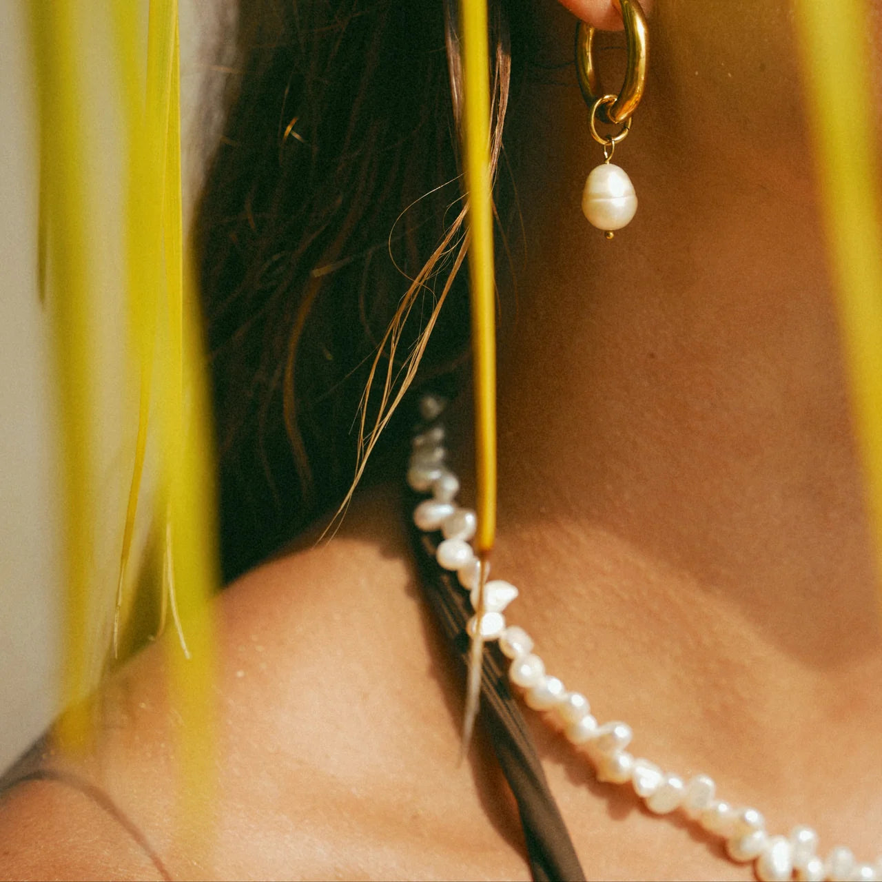 Colette Pearl Drop Hoop