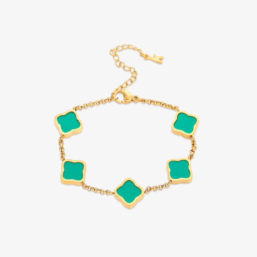 Celine Clover Bracelet - White-Black