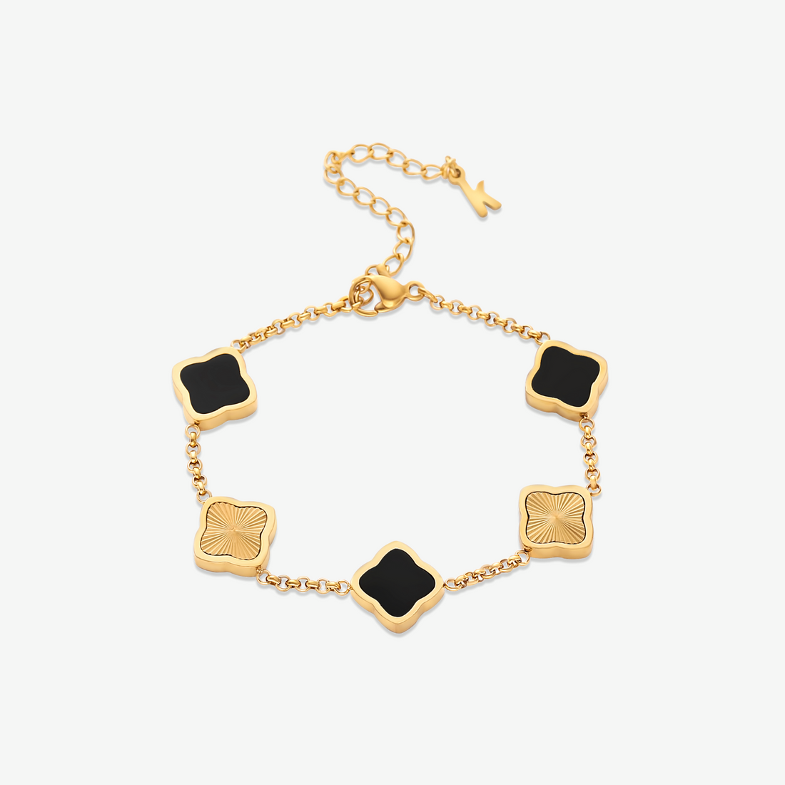 Celine Clover Bracelet - White-Black