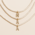 Shelly Crystal Pearl Initial Choker