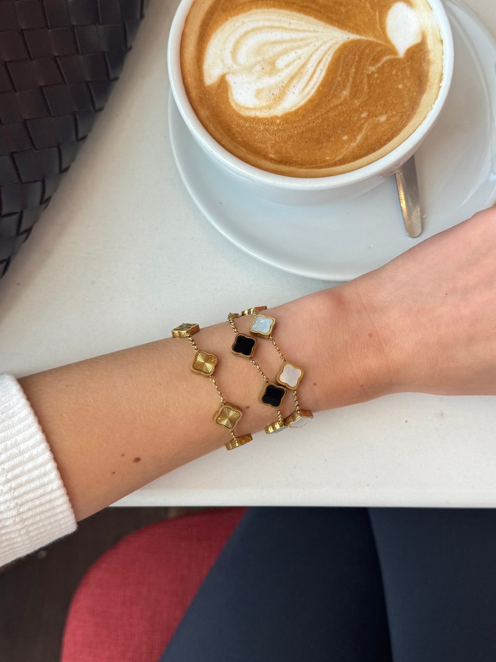 Celine Clover Bracelet - White