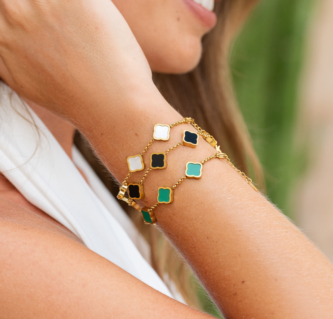 Celine Clover Bracelet - White
